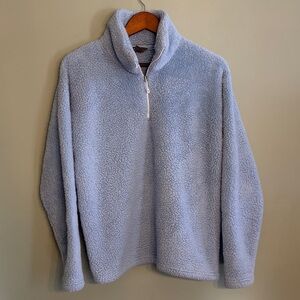 Eddie Bauer Size Tall Large Sky Blue Fleece Quarter Zip